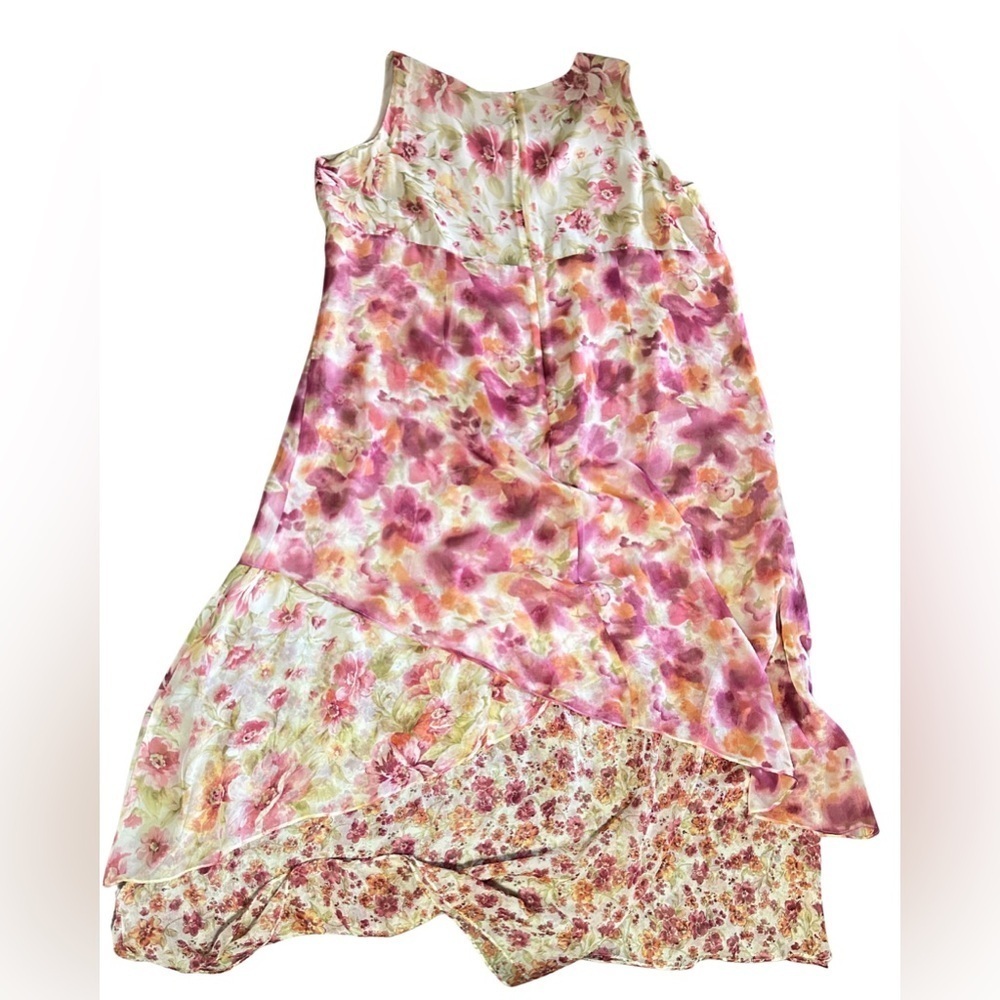Rachel Adams 3X Silk Floral Maxi Dress Pastel Garden Print Boho Flowy Fairy Plus - Picture 3 of 4